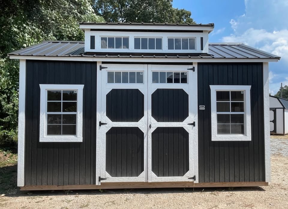 Portable building with double doors